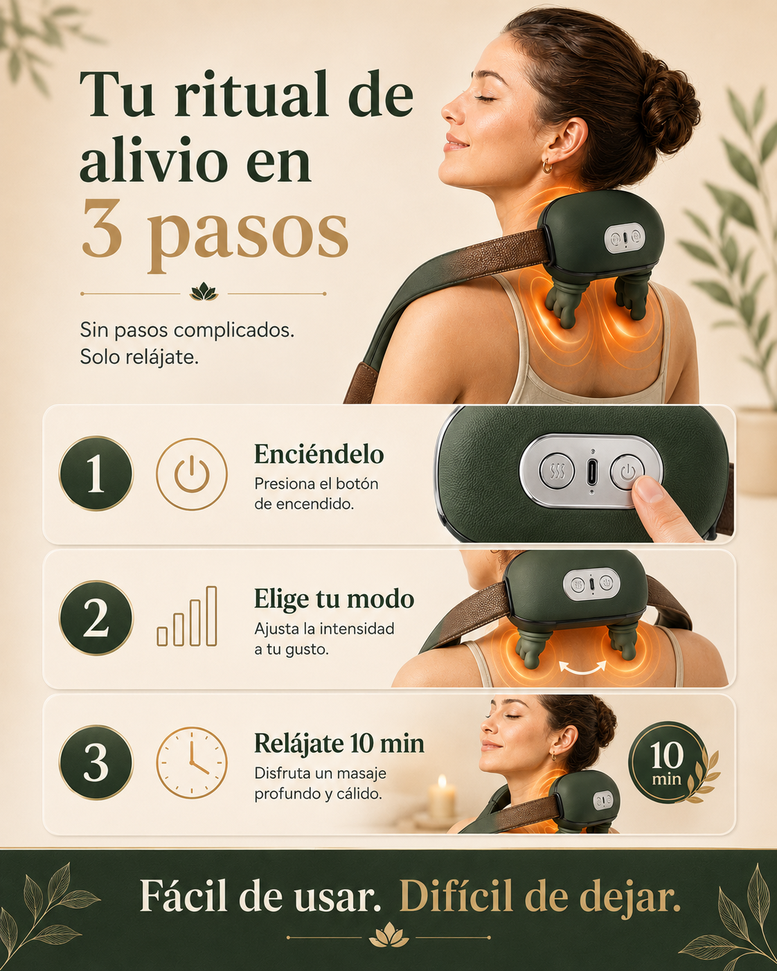 Modo de uso del masajeador